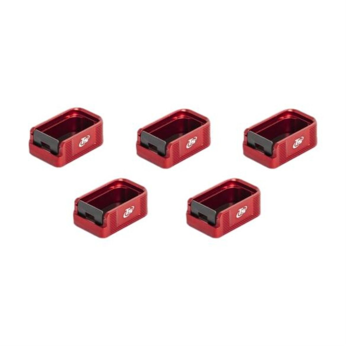 Kit 5 x +2 Magazinerweiterung | quick release base pad | Rot