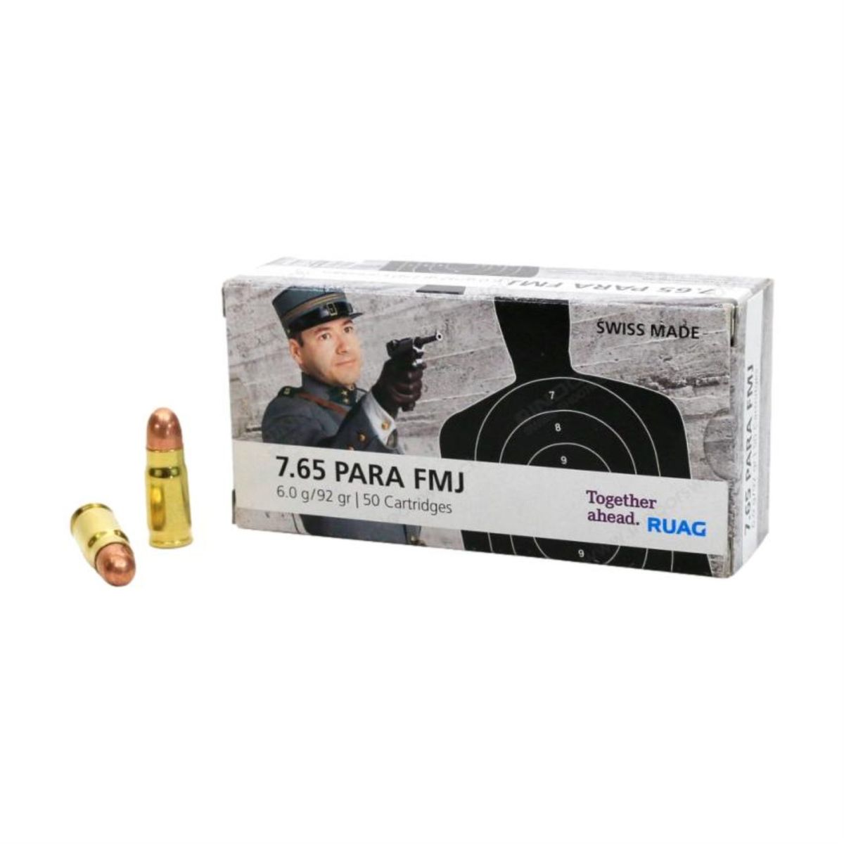 FMJ | 6g | 92grs | 7.65mm Para | - 50 Patronen