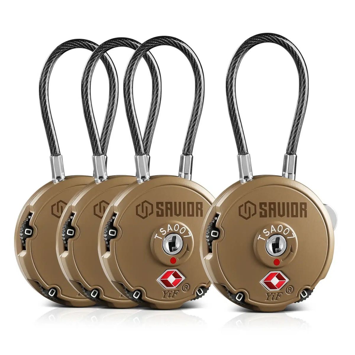 3-DIGIT CABLE LOCK | 1/2/4 PACK - FDE, 4 Stk
