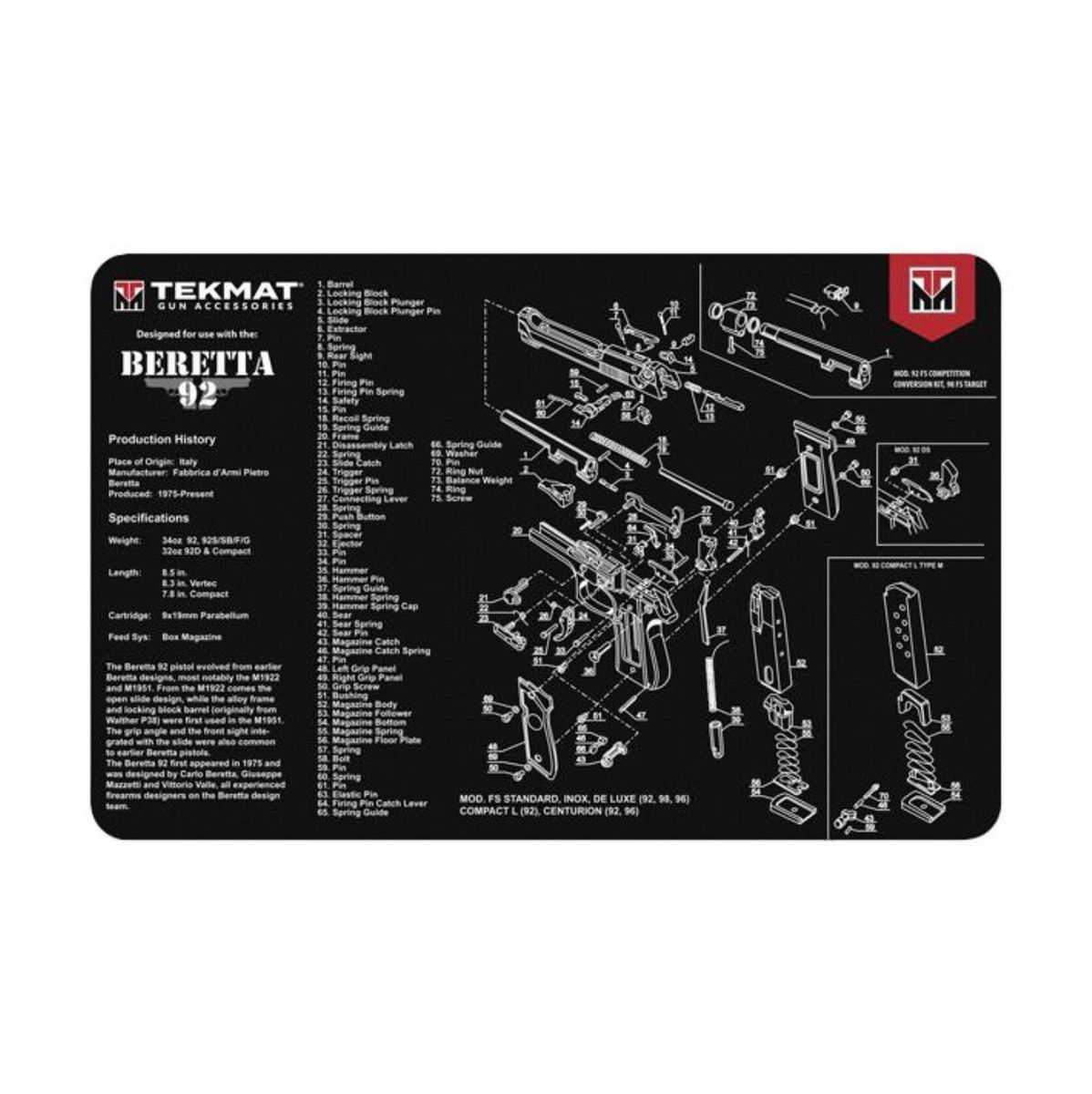 TekMat BERETTA 92 | 17"