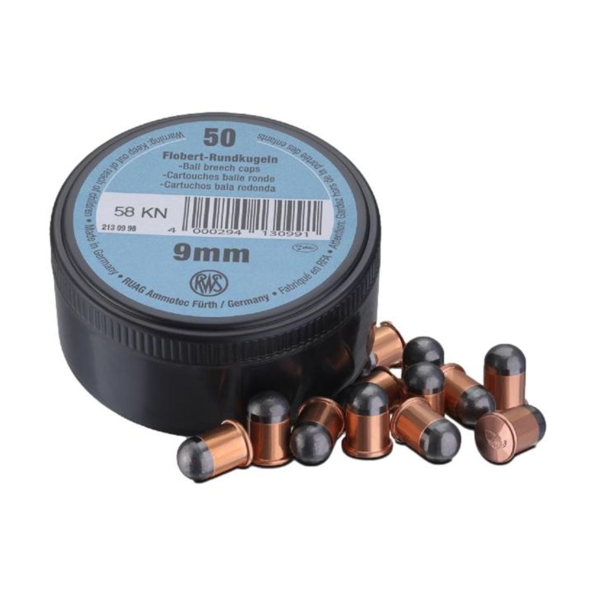 Flobert-Rundkugeln mit Kugel No.90 | 9mm - 50 Patronen