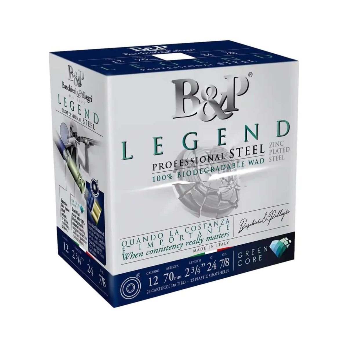 F2 Legend Professional Steel Green Core | 24g | 2,5mm | 12/70 - 25 Patronen