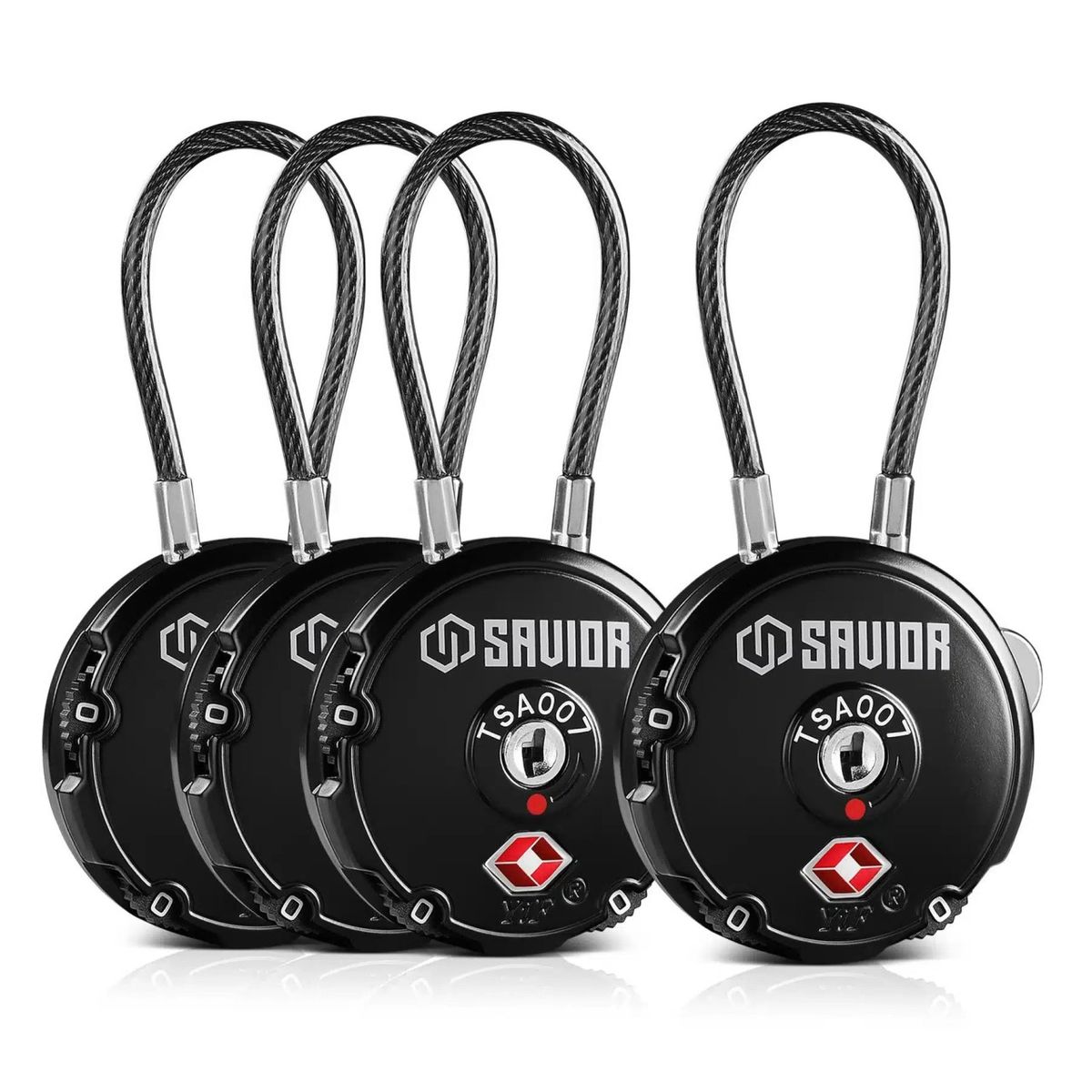 3-DIGIT CABLE LOCK | 1/2/4 PACK - Schwarz, 4 Stk