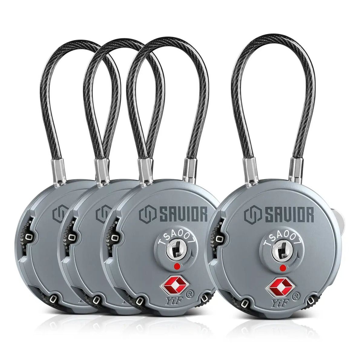 3-DIGIT CABLE LOCK | 1/2/4 PACK - Grau, 4 Stk