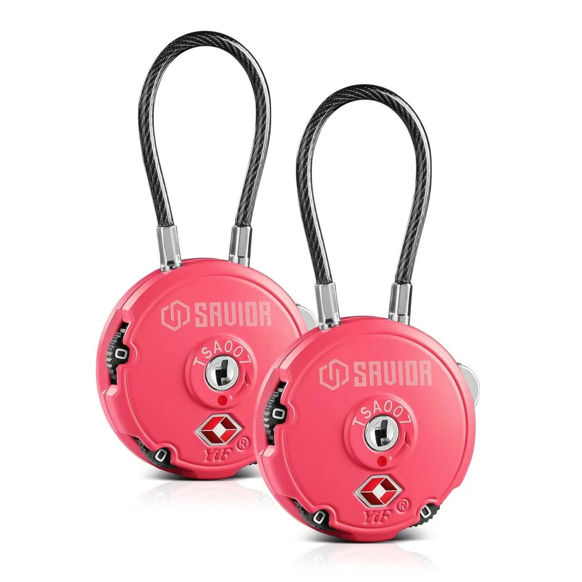 3-DIGIT CABLE LOCK | 1/2/4 PACK - Pink, 2 Stk